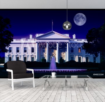 Bild på Digital composite The White House Washington DC and full moon